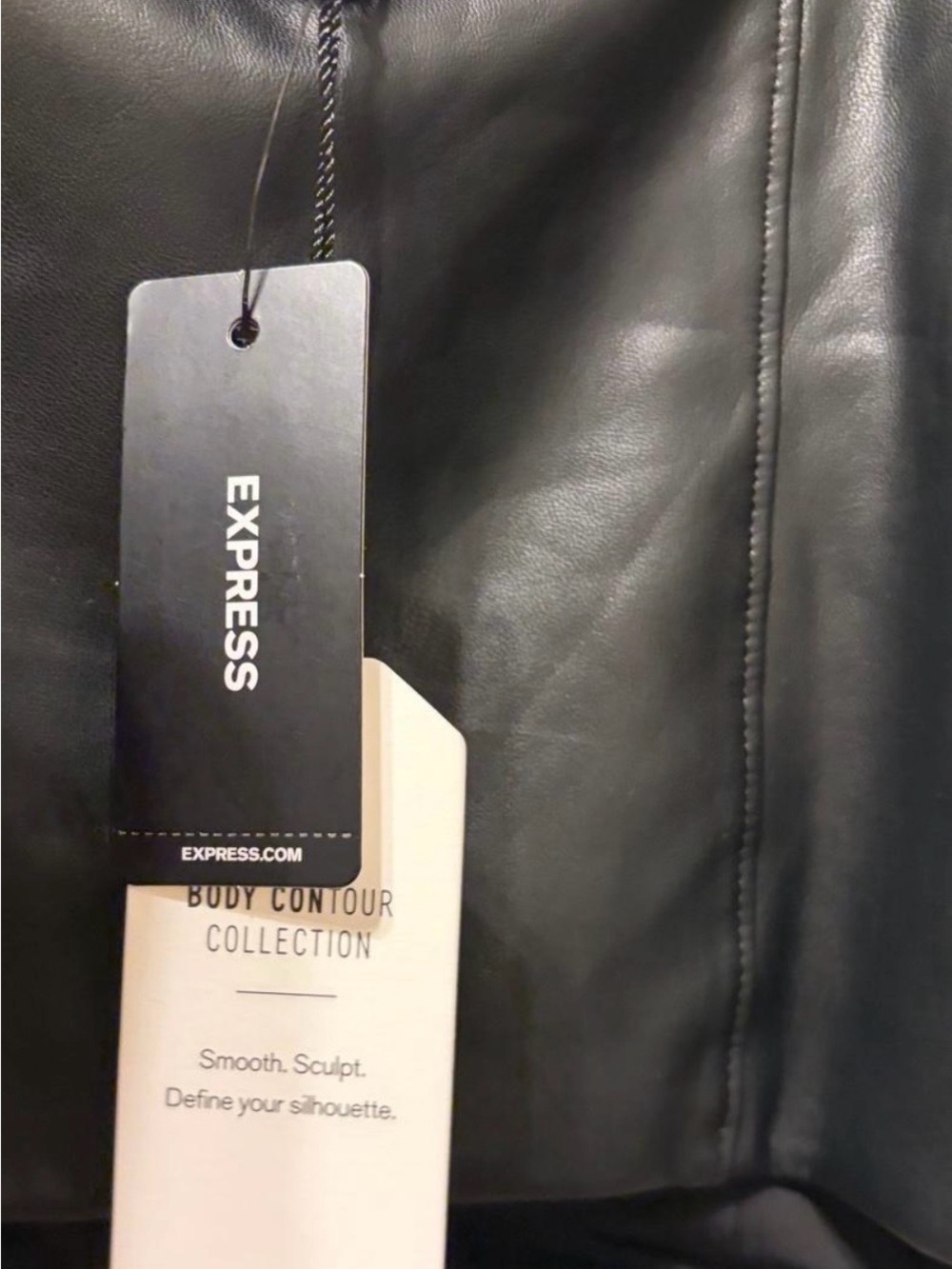 Express Black Faux Leather Lace Trim Cami Top - Picture 8 of 8